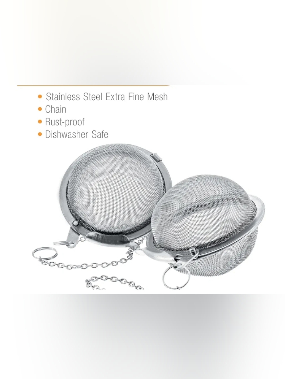 Stainless Steel Tea Infuser Ball with Chain - Silver 2 Pk